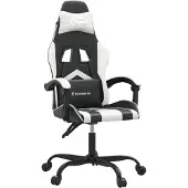vidaXL Chaise de jeu pivotante noir et blanc similicuir
