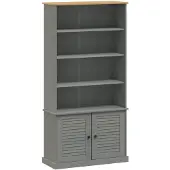 vidaXL Bibliothèque VIGO gris 85x35x170 cm bois massif de pin