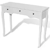 vidaXL Table de console et coiffeuse avec 3 tiroirs Blanc