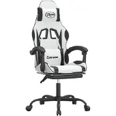 vidaXL Chaise de jeu avec repose-pieds Blanc et noir Similicuir