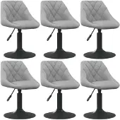 vidaXL Chaises de salle à manger 6 pcs. Pivotant Gris clair Velours