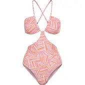 LASCANA Maillot de bain 'Lisa' orange / rose / rose clair / blanc