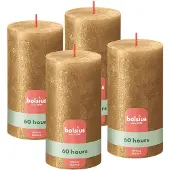 Bolsius Bougies pilier rustiques Shimmer 4 pcs 130x68 mm Doré