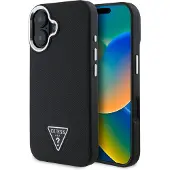GUESS Coque Grained Triangle MagSafe Apple iPhone 16 - Noir