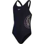 Speedo Placmement Muscleback Swimsuit Noir 7-8 Years Fille
