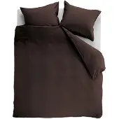 Ambiante Housse de Couette Ambiante Coton Uni Marron-240 x 220 cm | Lits-Jumeaux