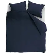 Ambiante Housse de Couette Ambiante Uni Bleu Foncé Coton-200 x 200 / 220 cm | 2-personnes