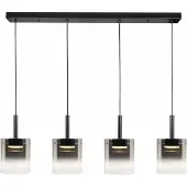 Highlight Suspension 5 lumières Salerno noir avec verre fumé