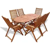 vidaXL Ensemble de jardin 7 pièces en bois massif d'acacia