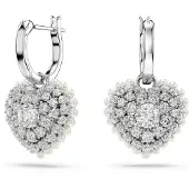 Swarovski Hyperbola Drop Boucles d'oreilles Coeur Blanc, (Métal )