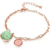Lulu & Jane Bracelet or rose / vert / transparent