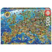 Educa Puzzle. Carte européenne en folie 500 tuiles