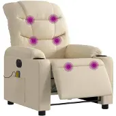 vidaXL Fauteuil de massage électrique Crème Tissu