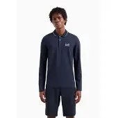 EA7 pour homme. 8NPF17_PJVUZ Polo à manches longues Core Identity en coton extensible marine (4XL), Casuel, Manche longue