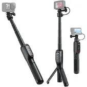 Telesin Perche à selfie avec batterie externe, trépied et télécommande pour GoPro