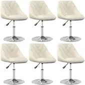 vidaXL Chaises de salle à manger 6 pcs. Pivotant Crème Velours