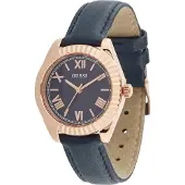 GUESS Montre à affichage analogique bleu marine / or rose