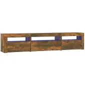 vidaXL Armoire TV avec lampes LED chêne fumé 195x35x40 cm