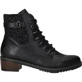 Rieker Damen Schnürboot Blockabsatz Stiefelette Zierschnalle Y0500, Taille:42 EU, Couleur:Noir