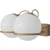 Astep Model 237/2 Model 238/2 Applique murale 2 Opaline Spheres (20cm Diameter), Champagne Mount