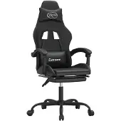 vidaXL Chaise de jeu pivotante avec repose-pied Noir Similicuir