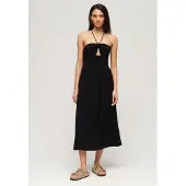 Superdry Femme Robe Mi-longue Ajourée Noir Taille: 44