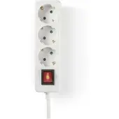 Nedis Power Strip 3-Way type F CEE 7/7 Grounded, 3680W - Vit (3 x, 1.50 m)