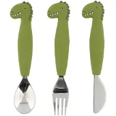 Trixie Couverts 3 Pièces Manches En Silicone Mr Dino - Vert