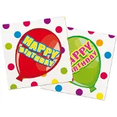 Folat - Serviettes de Fête Happy Birthday - 16 pièces