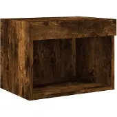 DKD Home Decor Table de nuit murale avec lampes LED Chêne fumé