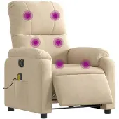 vidaXL Fauteuil de massage électrique Crème Tissu microfibre