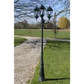 vidaXL Lanterne de jardin 3 flammes 230 cm vert foncé/noir aluminium