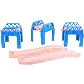 Bigjigs Houten Treinset Brugdelen en Rails - 5-delig