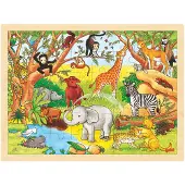 Goki Puzzle bois - Afrique - Animaux - 48 pièces