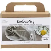 Creativ Company Bastelset Sticken Serviette, Kit de travail manuel, Vert