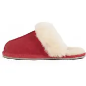 Minnetonka Pantoufle 'Sheepskin Slide' beige / rouge