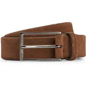 BOSS Ceinture en cuir suédé avec logo et boucle couleur acier