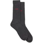 HUGO Chaussettes gris foncé / rouge
