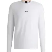 BOSS T-shirt en coton stretch à manches longues et logo imprimé
