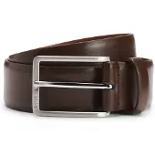 BOSS Ceinture en cuir italien avec boucle en métal argenté brossé