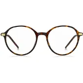 BOSS Monture optique ronde en acétate Havana avec branches dorées
