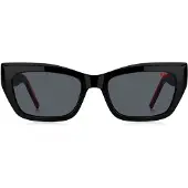 HUGO Lunettes de soleil en acétate noir avec branches superposées rouges