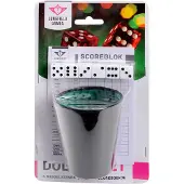 Longfield Games Set de dés comprenant un gobelet en cuir, 6 dés et un bloc-notes de score en similicuir vert et feutre