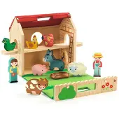 Djeco Wooden Farm lot de jouets en bois 18m+ 11 pcs