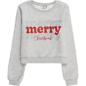 ONLY GIRLS Sweat-shirt 'KOGNORA' gris chiné / rouge / argent