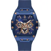 GUESS Montre à affichage analogique 'PHOENIX' bleu foncé / or / argent