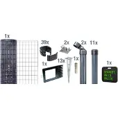 Alberts 695774 Fix-Clip Pro comme set complet de clôture, avec douille à enfoncer dans le sol et coussin pour les genoux, anthracite, hauteur 102 cm, longueur 25 m