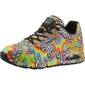 SKECHERS Baskets basses 'Infinite Drip' aqua / vert clair / orange fluo / noir
