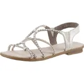 Bonprix Sandales à lanières beige clair / argent / blanc perle