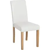 Beliani Lot de 2 chaises de salle à manger, en simili cuir blanc, pieds en bois, moderne